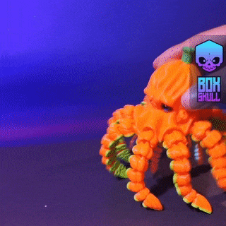 pumpkin octopus - flexi articulated figure print-in-place cute Art dragon halloween baby flexyble boxskull 3d print model - Mito3D