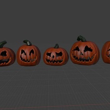 pumpkin patch art halloween jack lantern orange scary face fang 3d print model - Mito3D