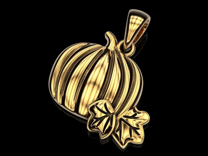 pumpkin pendant necklaces halloween thanksgiving food squash jewelry print 3dprinted jewellery printable design jewel golden printabl printing gold prototyping silver 3d print model - Mito3D