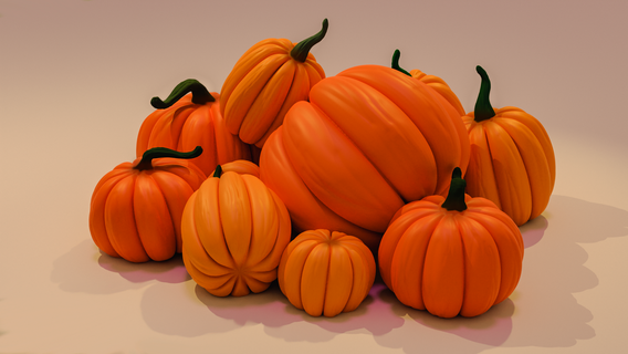 Kürbis Haufen gruslig Halloween Obst Orange 3d print model - Mito3D