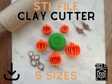pumpkin polymer clay stud cutter 5 sizes digital stl file 3d printing stamp minimalist jewelry earrings halloween 3d print model - Mito3D