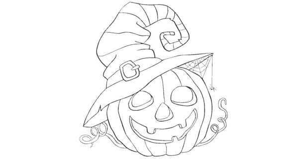 pumpkin sorcerer halloween decoration art geometric decor 2d interior design keychain emblem pendant wall logo 3d print model - Mito3D
