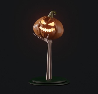 pumpkin stand skeleton halloween spooky 3d print model - Mito3D