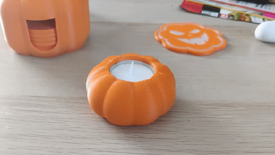 zucca tealight titolare supporto Halloween lumino forma arancia arte 3d print model - Mito3D
