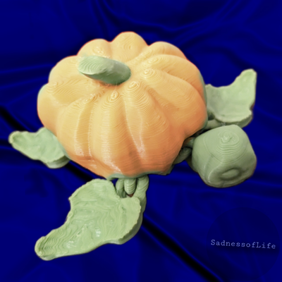 pumpkin turtle art flexi animal print in place printinplace halloween toy moveable plant art 3d print model - Mito3D