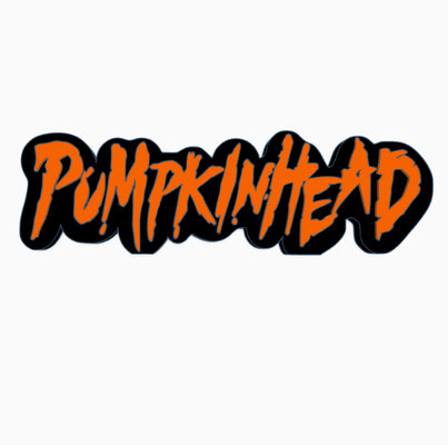 pumpkinhead logo display by maniacmancave3d horror movie shelf decor film halloween mancave collector action figure cult classics maniacs 3d print model - Mito3D