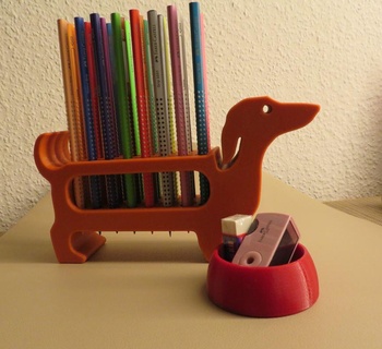 schlagen dackel 24 Farbe Schläge 9 mm Durchm halt Schreiben Tabelle Büro Kinder Farben Stifte farbig Bleistifte Veranstalter Hund Schüssel 3d print model - Mito3D