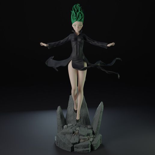 puñetazo hombre tatsumaki Arte onepunchman tornado manga personaje anime fantasía niña mujer pose cuerpo Japón figurilla 3D print model - Mito3D