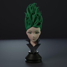 coup poing homme tatsumaki buste art onepunchman tornade manga personnage anime fantaisie fille femme pose corps Japon figurine 3d print model - Mito3D