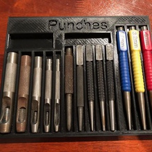punch tray various centre draw hole nail tool holder hobby 3d print model - Mito3D