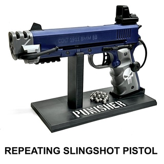 punisher bb 8mm - repeating slingshot slingshot colt 1911 bb ball bearing  3d print model - Mito3D