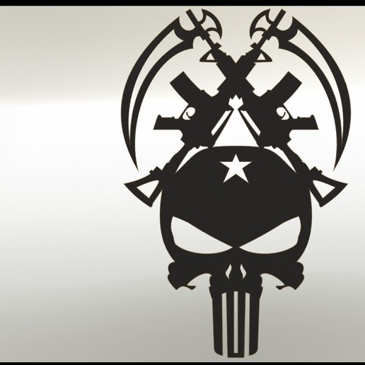 punisher Aufkleber verschiedene Schädel Dekorative decal 3D print model - Mito3D