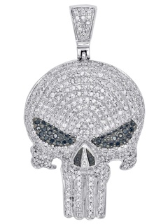 punisher skull diamond pendant Jewelry antique luxury rapper hiphop jewelry necklace gemstone elegant celebrity style jewellery bling gem urban custom vintage 3d print model - Mito3D