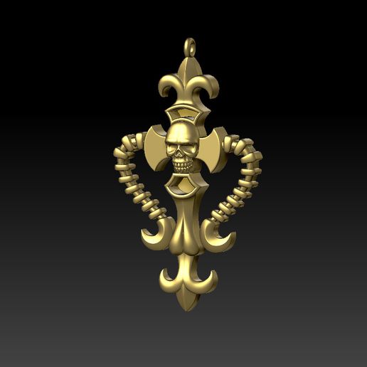 punk skull cross pendant jewelry 3D print model - Mito3D