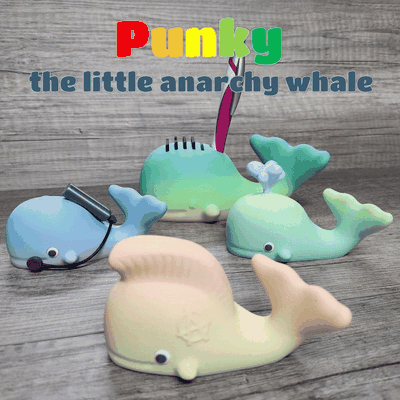 punk anarchie baleine der kleine wal baleines mer mignonne doux multicolore 3d print model - Mito3D