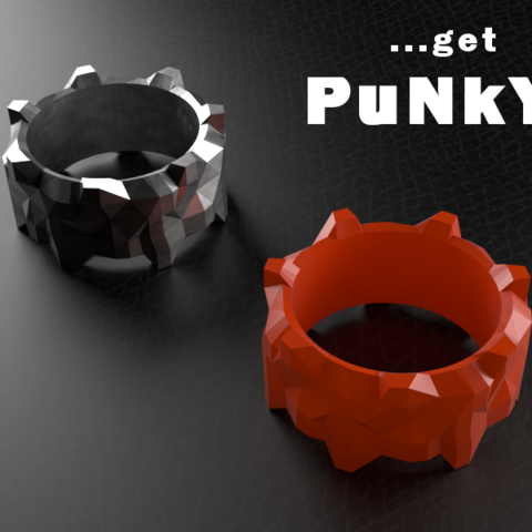 punky ring jewelry mode joyau bijouterie coup tlphone anneaux 3D print model - Mito3D