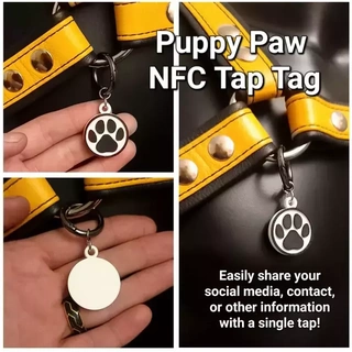 puppy paw nfc digital business card keychain harness accessory Gadget tag tips 3d print model - Mito3D