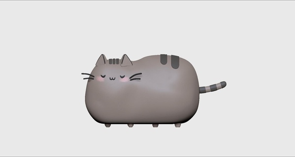 pusheen blushing - cat digital 3d print stl fanart collectibles modelling cats adorable toy 3d print model - Mito3D
