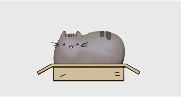 Pusheen karton Kutu kedi dijital 3d Yazdır stl fanart koleksiyon modelleme kediler güzel oyuncak 3d print model - Mito3D