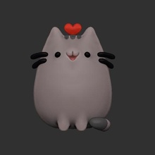 pusheen kedi sanat kawai şekil messenger facebook çıkartmaları Anahtarlık gato 3d print model - Mito3D