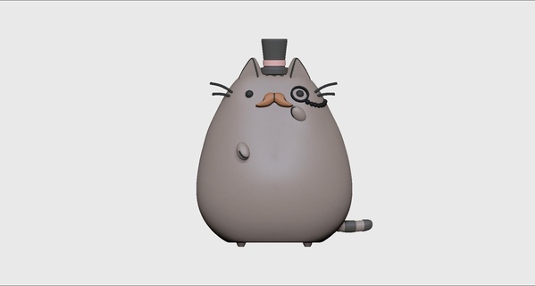pusheen sombrero gato digital 3d impresión stl arte fan coleccionables modelado gatos adorable juguete 3d print model - Mito3D
