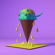 pusheen ice cream cat food animals 3d print model - Mito3D