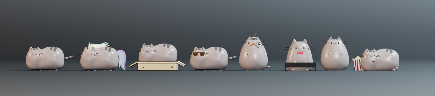 pusheen pacco gatto digitale 3d Stampa stl fan art oggetti collezione modellazione gatti adorabile giocattolo 3d print model - Mito3D