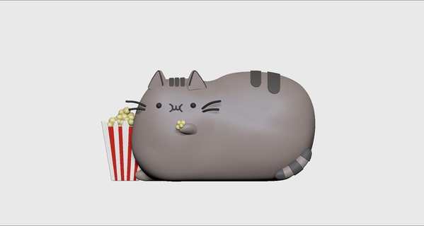 pusheen Popcorn gatto digitale 3d Stampa stl fan art oggetti collezione modellazione gatti adorabile giocattolo 3d print model - Mito3D
