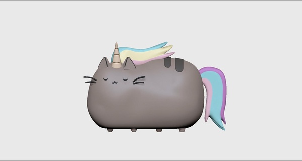 pusheen unicorn - cat digital 3d print stl fanart collectibles modelling cats adorable toy 3d print model - Mito3D