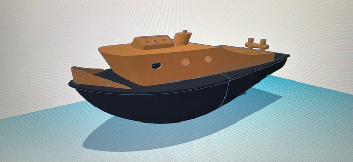 poussoir bateau rc version 2 modèle néerlandais pousseur prêt 3d print model - Mito3D