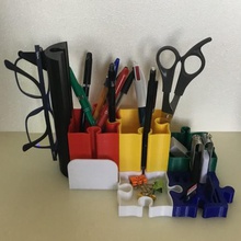 puzzle desk storage modules home module office jigsaw box pencils potty pencil pot 3d print model - Mito3D
