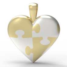 puzzle cuore ciondolo in 3d il modello di stampa gioielli moda stampabile argento oro 3d print model - Mito3D