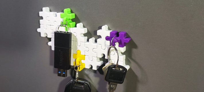 puzzle key holder puzzle jigsaw keychain puzzle keychain keyholder keychain holder  3d print model - Mito3D
