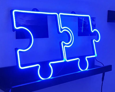 puzzle neon led frame 300mm Home light lamp diy 3d print model - Mito3D