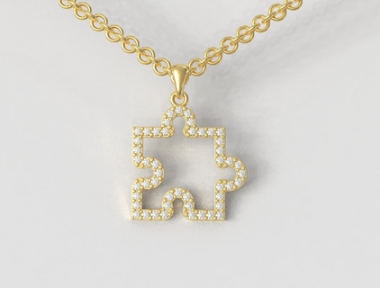 puzzle piece diamond pendant Jewelry jewelry gold pauloranieri trendy fashion modern silver jewellery teen pentant necklace pendants 3d print model - Mito3D