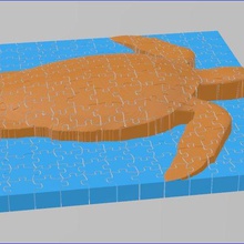 puzzle relief turtle 225 pieces game 3d print model - Mito3D
