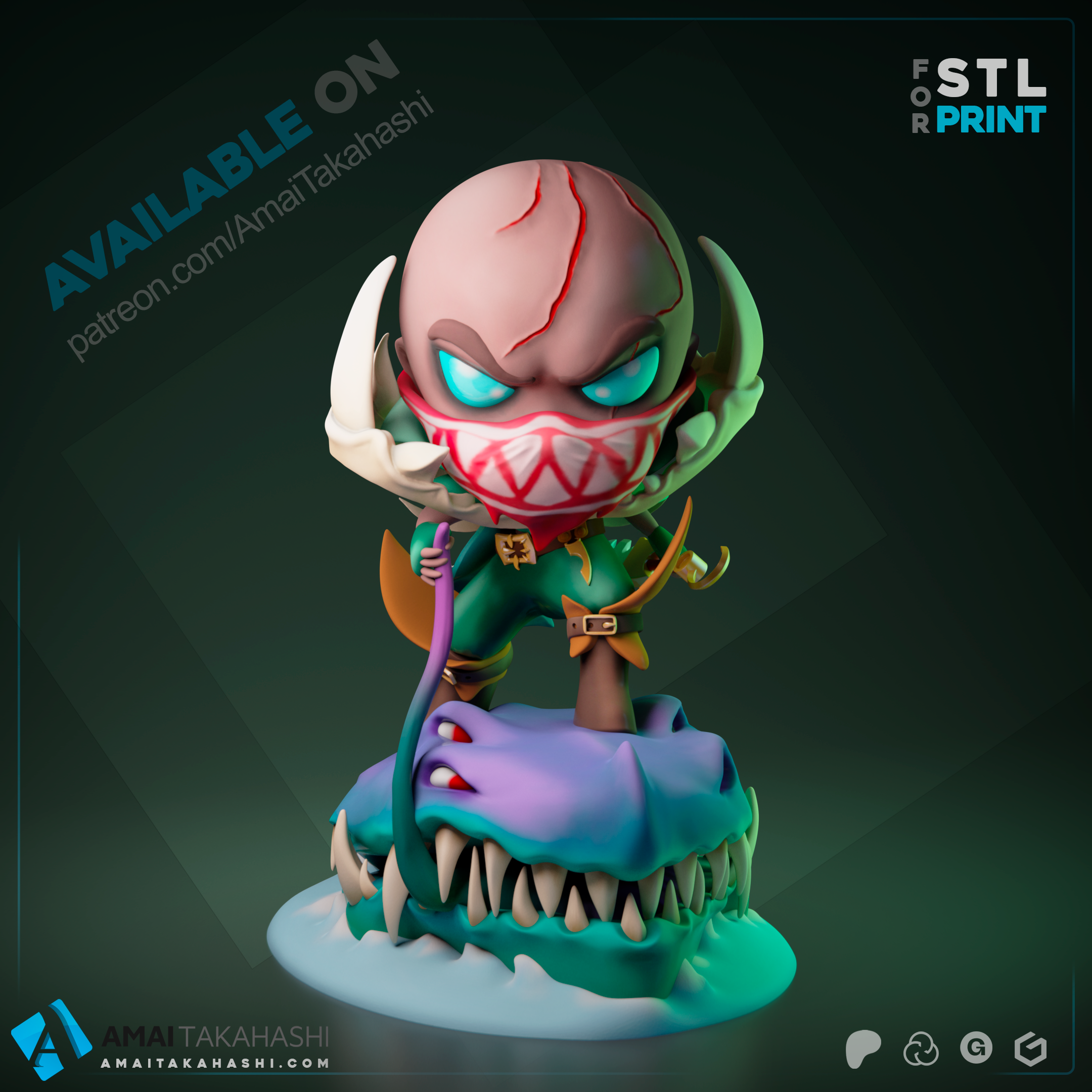 pyke chibi liga of legenden anime funko lol randalieren spiele sammlerstück skulptur 3dprint 3D print model - Mito3D