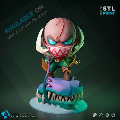 pyke chibi liga of legenden anime funko lol randalieren spiele sammlerstück skulptur 3dprint 3d print model - Mito3D