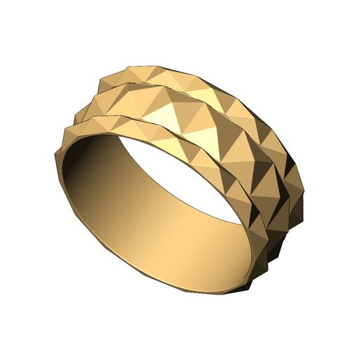 pyramid 3 row band us size 5to11 3d print model faceted facet geometric ring fashion jewelry printable gold silver jewellery sterling modern lowprofile diamond stackable vintag eternity 3D print model - Mito3D