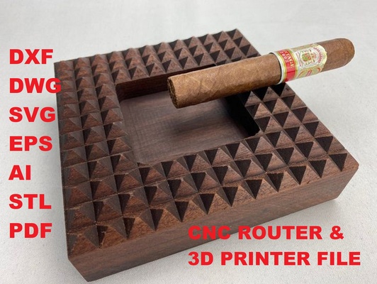 pyramid ashtray cigar tray cigarette cnc cut 3d model file router engraver plate carving machine relief serving artcam aspire vcarve cutt3d home dxf files digital printer print stl cutting boards trays lasercut ai svg pack eps phone holders plates wooden ashtrays 3d print model - Mito3D