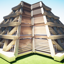 pirámide de hábitat la arquitectura el esqueleto estructural high-poly sci-fi gratuita futurismo ciudad técnicas diseño urbano 3d print model - Mito3D