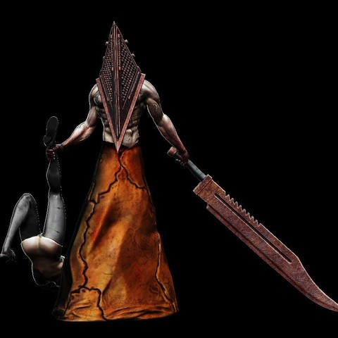 pyramid head art helmet hill horror movie red silent sword video game people Silent Hill 3D print model - Mito3D