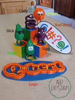 Bert entier gang étape logo Jeu bert qbert art décor gamins chambre homme grotte cabanon atari colécovision jouet jouets 3d print model - Mito3D