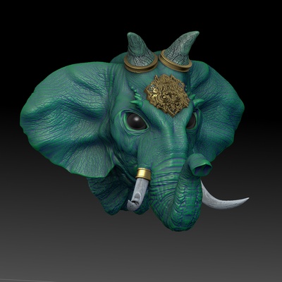 qairavata elefante parete animale dio fanatismo scultura queisser qu3d 3dmodel alto poligono mitologia decorazione regalo design arte 3d print model - Mito3D