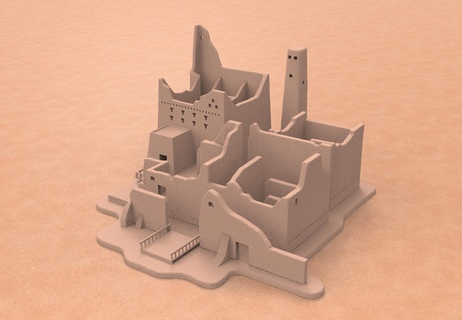 qasr Salva Palast al diriyah turaif Kreis 3d print model - Mito3D