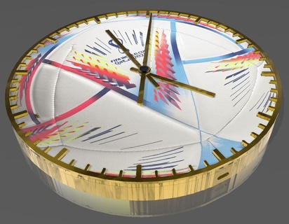 Catar 2022 mundo copo oficial cor bola relógio luminária arte litofania luz caixa conduziu futebol seleção presente 3d print model - Mito3D