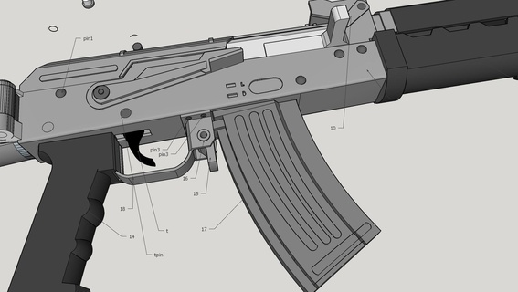 qbz 56c type akm destek oyuncak tabanca 3d print model - Mito3D