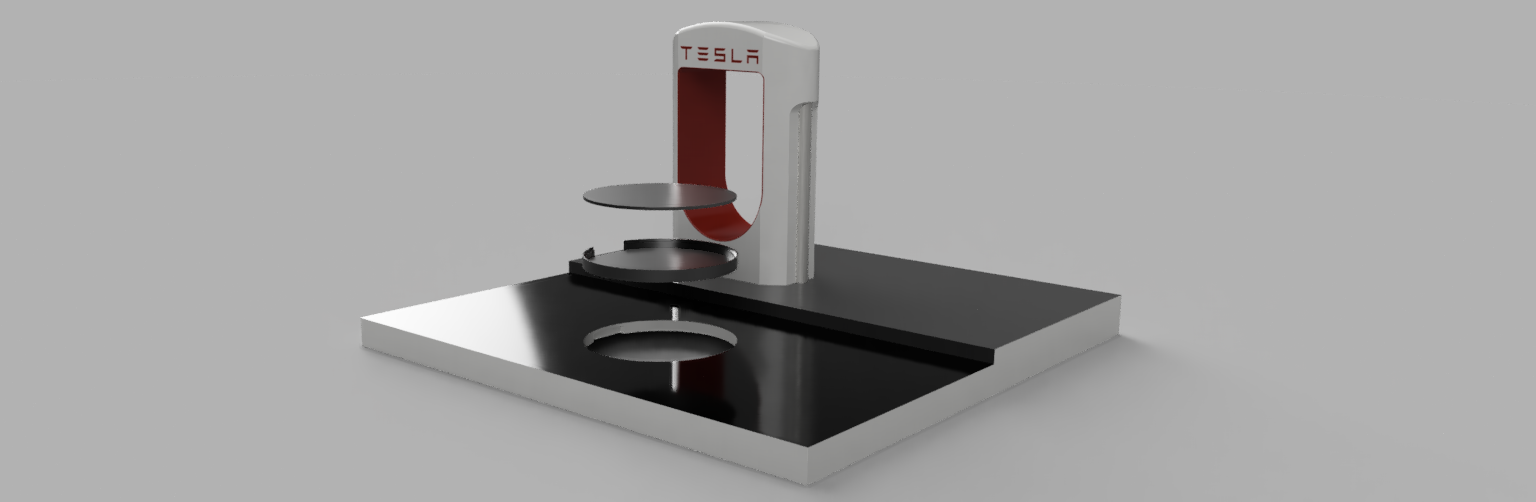 qi carregador doca Tesla cobrando estação fio phone engraçado acessórios ender 3 escrivaninha 3D print model - Mito3D