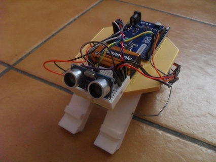 cuadruino cuadrúpedo caminando robot bricolaje diy cuadruina at estrella guerras arduino ultrasónico robótica Ingenieria proyecto vástago electrónica mecatrónica programación educativo creativo divertido robots ciencia ficción 3d print model - Mito3D