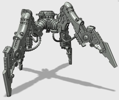cuadrúpedo piernas mecha caballeros séquito robot mech steampunk sci fi cyborg miniatura modelo 28mm cyberpunk 3d print model - Mito3D